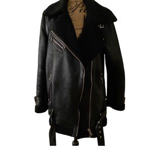 Avec Les Filles faux leather/faux shearling Moto Jacket